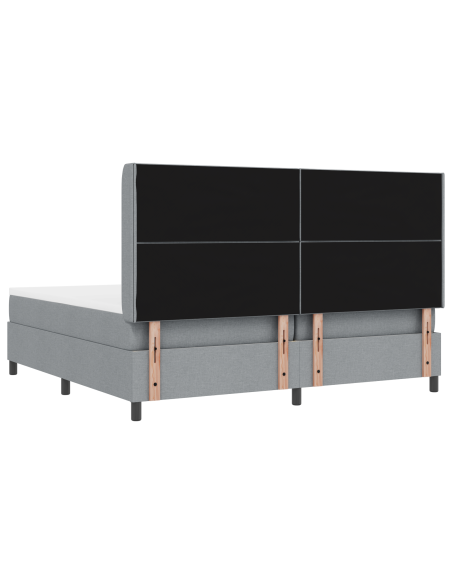 Letto Box Spring  con Materasso e Luce LED Grigio Chiaro 200x200 cm in Tessuto