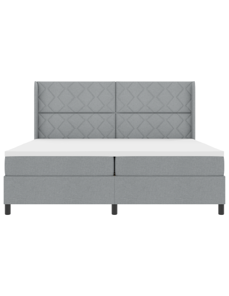 Letto Box Spring  con Materasso e Luce LED Grigio Chiaro 200x200 cm in Tessuto