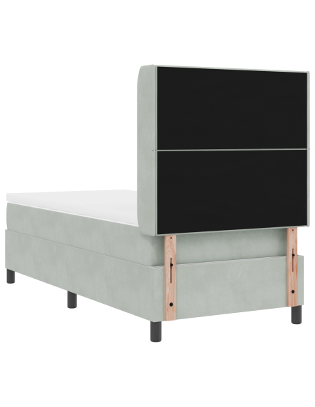Letto Box Spring con Materasso Grigio Chiaro 100x200 cm Velluto