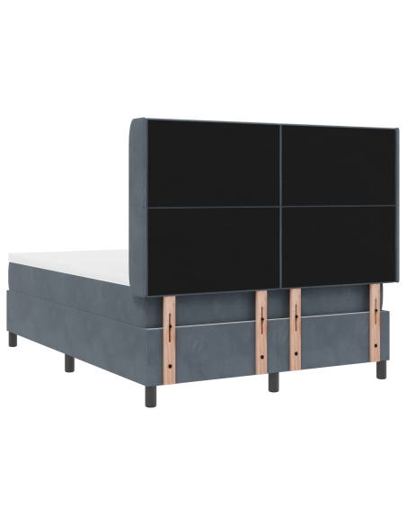 Letto a molle con materasso  Grigio scuro 140x190 cm Velluto
