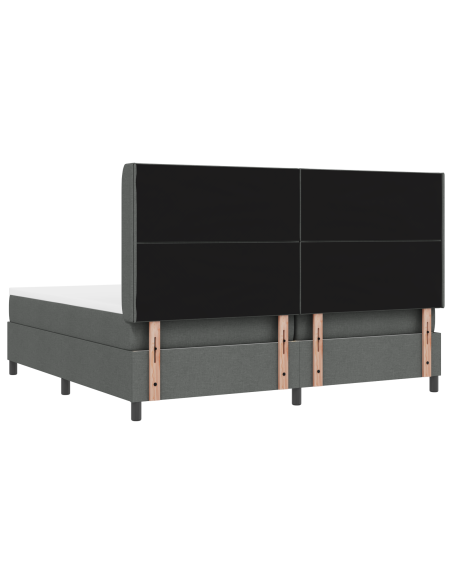 Letto Box Spring con Materasso e LED in Grigio Scuro, 200x200 cm in Tessuto