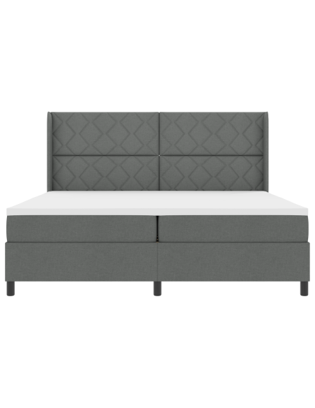 Letto Box Spring con Materasso e LED in Grigio Scuro, 200x200 cm in Tessuto