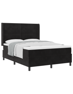 Letto a molle con materasso Nero 140 x 190 cm Velluto