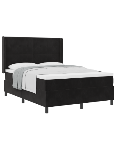Letto a molle con materasso Nero 140 x 190 cm Velluto