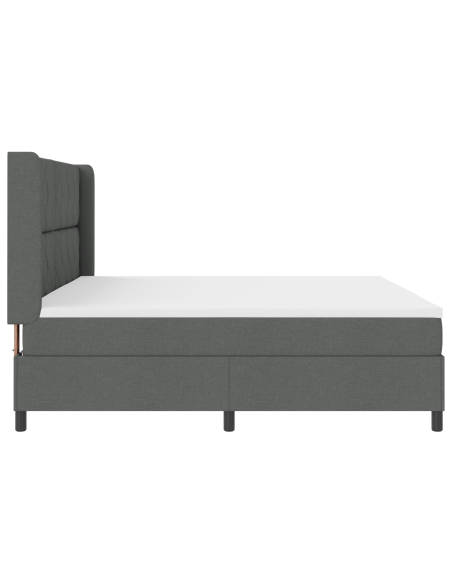 Letto Box Spring con Materasso e LED in Grigio Scuro, 200x200 cm in Tessuto