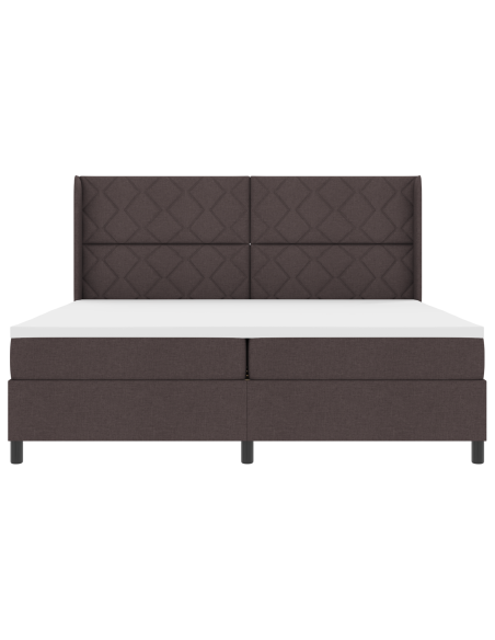 Letto a Sorgente LED Marrone Scuro 200 x 200 cm Tessuto