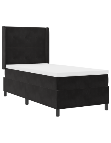 Letto a molle con materasso Nero 90 x 190 cm Velluto