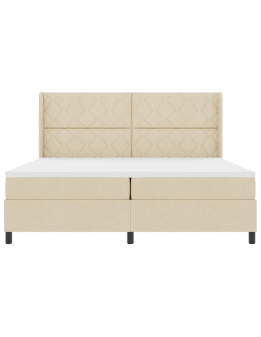 Letto a Sorgente LED con materasso Crema 200 x 200 cm Tessuto
