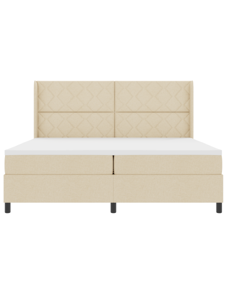 Letto a Sorgente LED con materasso Crema 200 x 200 cm Tessuto