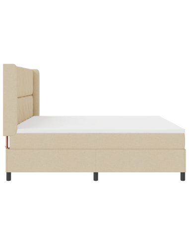 Letto a Sorgente LED con materasso Crema 200 x 200 cm Tessuto