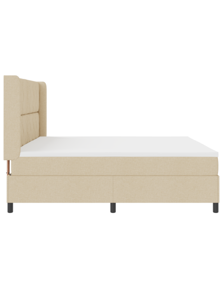 Letto a Sorgente LED con materasso Crema 200 x 200 cm Tessuto