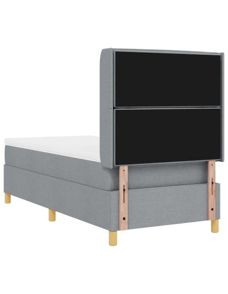 Letto Box Spring con Materasso e Luce LED Grigio Chiaro 80x200 cm Tessuto