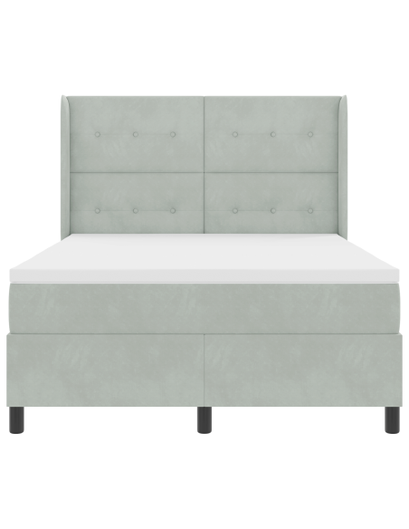 Letto a molle con materasso Grigio chiaro 140 x 190 cm Velluto