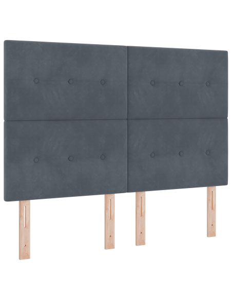 Letto a molle con materasso  Grigio scuro 140x190 cm Velluto
