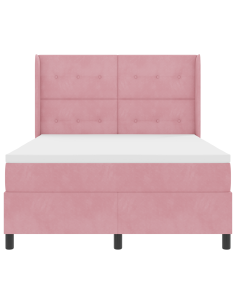 Letto a molle con materasso Rosa 140 x 190 cm Velluto 2