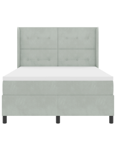 Letto a molle con materasso Grigio chiaro 140 x 200 cm Velluto 2