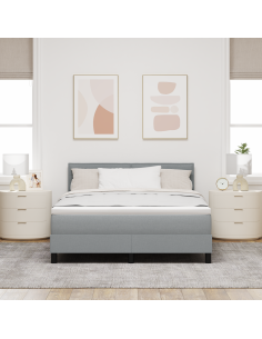 Letto a molle con materasso Grigio chiaro 160 x 200 cm Tessuto
