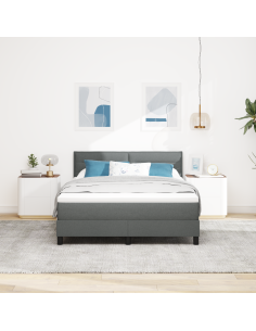 Letto a molle con materasso Grigio scuro 160 x 200 cm Tessuto