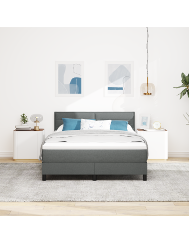 Letto a molle con materasso Grigio scuro 160 x 200 cm Tessuto