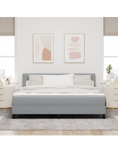 Letto a molle con materasso Grigio chiaro 180 x 200 cm Tessuto