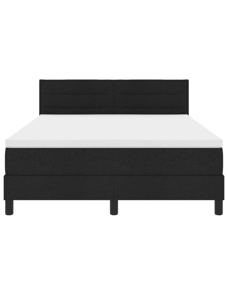 Letto con box spring e materasso LED nero 140x200 cm tessuto
