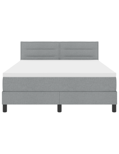 Letto Box Spring con Materasso e Luce LED Grigio Chiaro 160x200 cm Tessuto