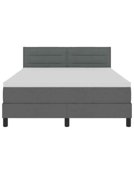 Letto Box Spring con Materasso e LED Grigio Scuro 160x200 cm Tessuto
