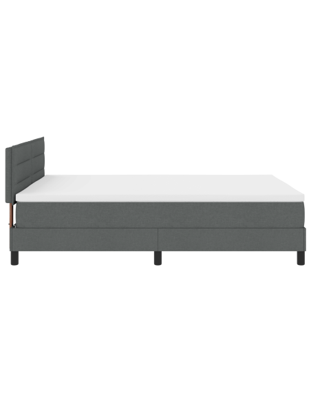 Letto Box Spring con Materasso e LED Grigio Scuro 160x200 cm Tessuto