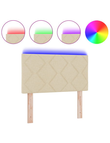 Testiera LED Design a Blocchi di Diamante Panna 80 cm Tessuto