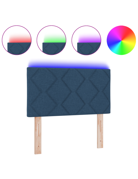 Testata LED  Design a Blocchi di Diamante Blu 80 cm Tessuto