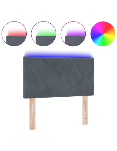 Testiera LED Grigio scuro 80 cm Pelle Sintetica