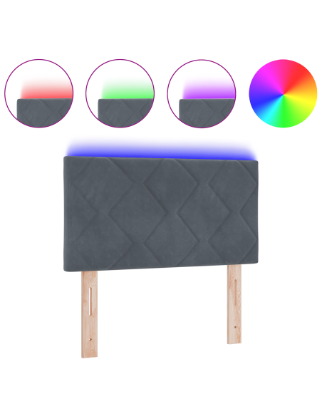 Testata LED Design a Blocchi di Diamante Grigio Scuro 80 cm Velluto