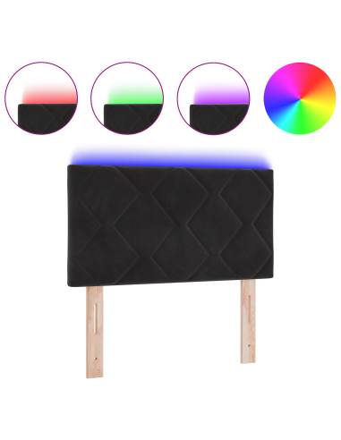 Testiera LED Nero 80 cm Pelle Sintetica