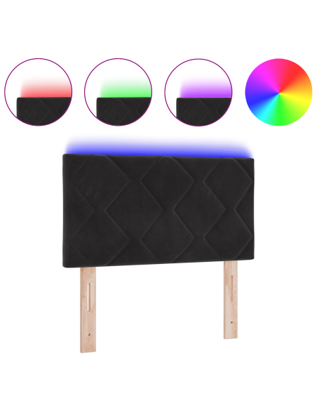 Testiera LED Nera Set di 2 Nera Tessuto e legno 80 cm Moderna