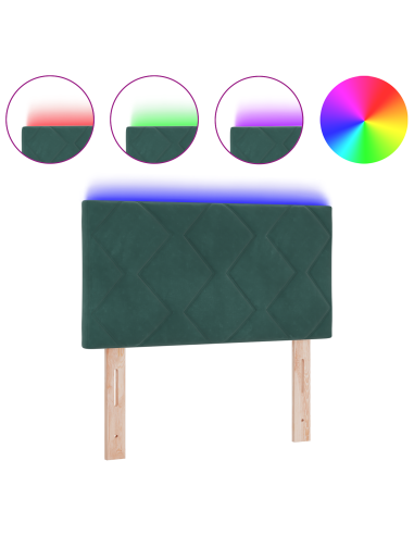 Testiera LED Verde Scuro 80 cm Pelle Sintetica