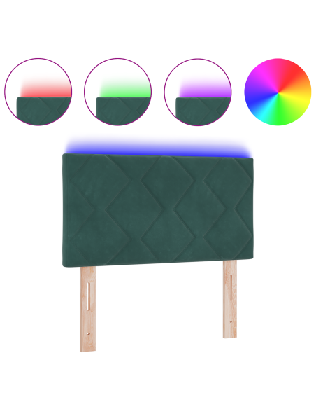 Testiera LED Verde Scuro 80 cm Pelle Sintetica