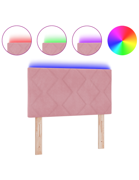 Testiera LED Rosa Set di 2 Rosa Tessuto, Legno 80 cm Moderna