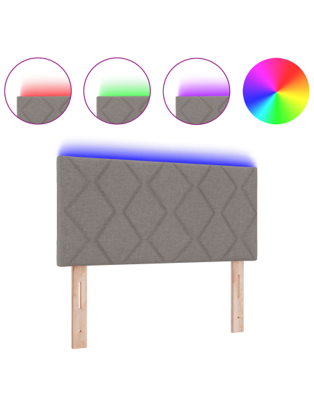Testata LED  Design a Blocchi di Diamante Tortora 90 cm Tessuto