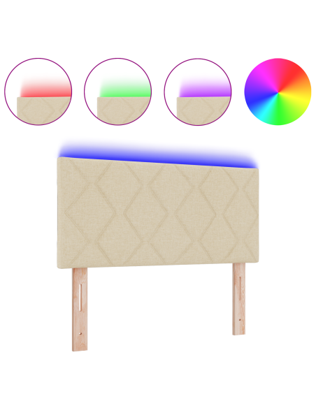 Testiera LED Design a Blocchi di Diamante Color Crema 90 cm Tessuto