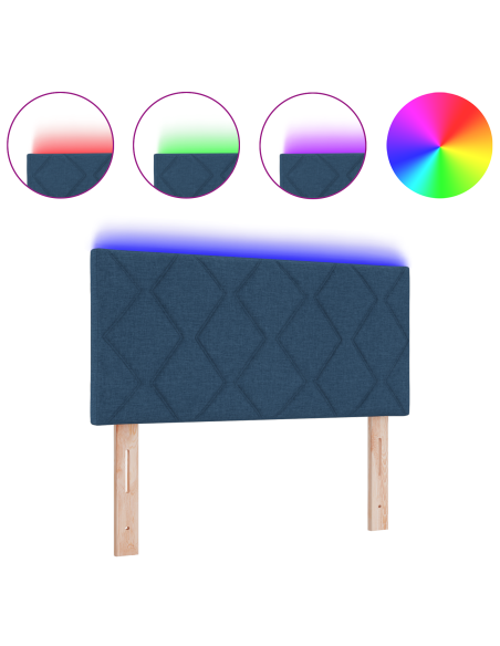 Testiera LED Blu con Design a Blocchi di Diamante, 90 cm, Tessuto