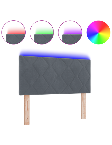 Testiera LED Grigio scuro 90 cm Pelle Sintetica