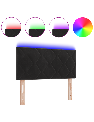 Testiera LED Nero 90 cm Pelle Sintetica