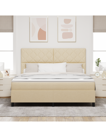 Letto a molle con materasso e LED Crema 180x200 cm Tessuto