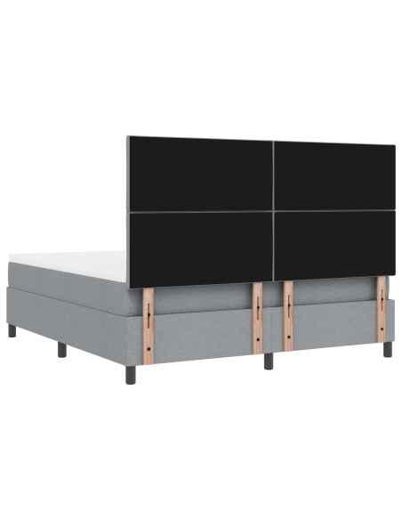 Letto a Molle Box con Materasso e Luce LED Grigio 180x200 cm Tessuto