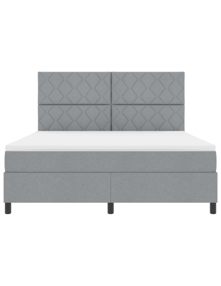 Letto a Molle Box con Materasso e Luce LED Grigio 180x200 cm Tessuto