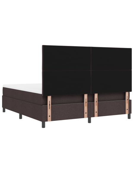 Letto Box Spring con Materasso e LED Marrone Scuro 180x200 cm Tessuto