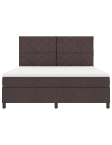 Letto Box Spring con Materasso e LED Marrone Scuro 180x200 cm Tessuto