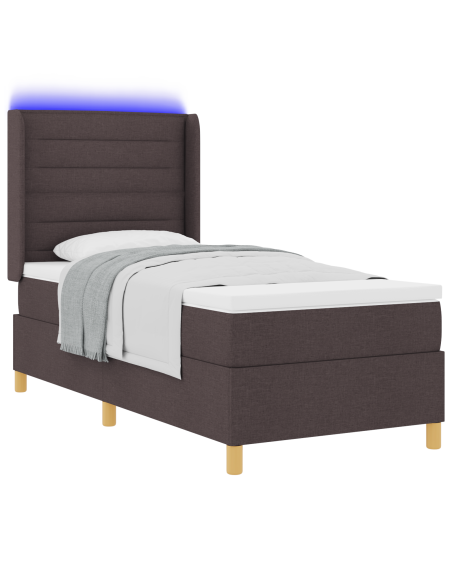 Letto a Molla con Materasso & LED Marrone Scuro 80x200 cm in Tessuto