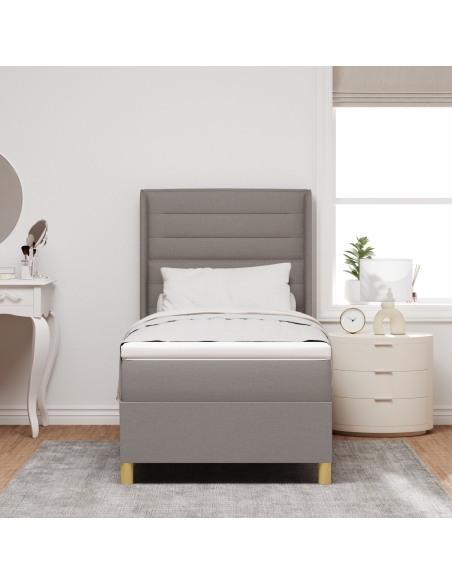 Letto a Contenitore con Materasso e LED Tortora 90x190 cm Tessuto