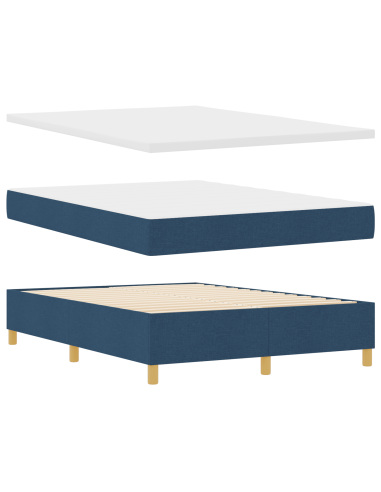 Letto a molle con materasso Blu 140 x 200 cm Tessuto